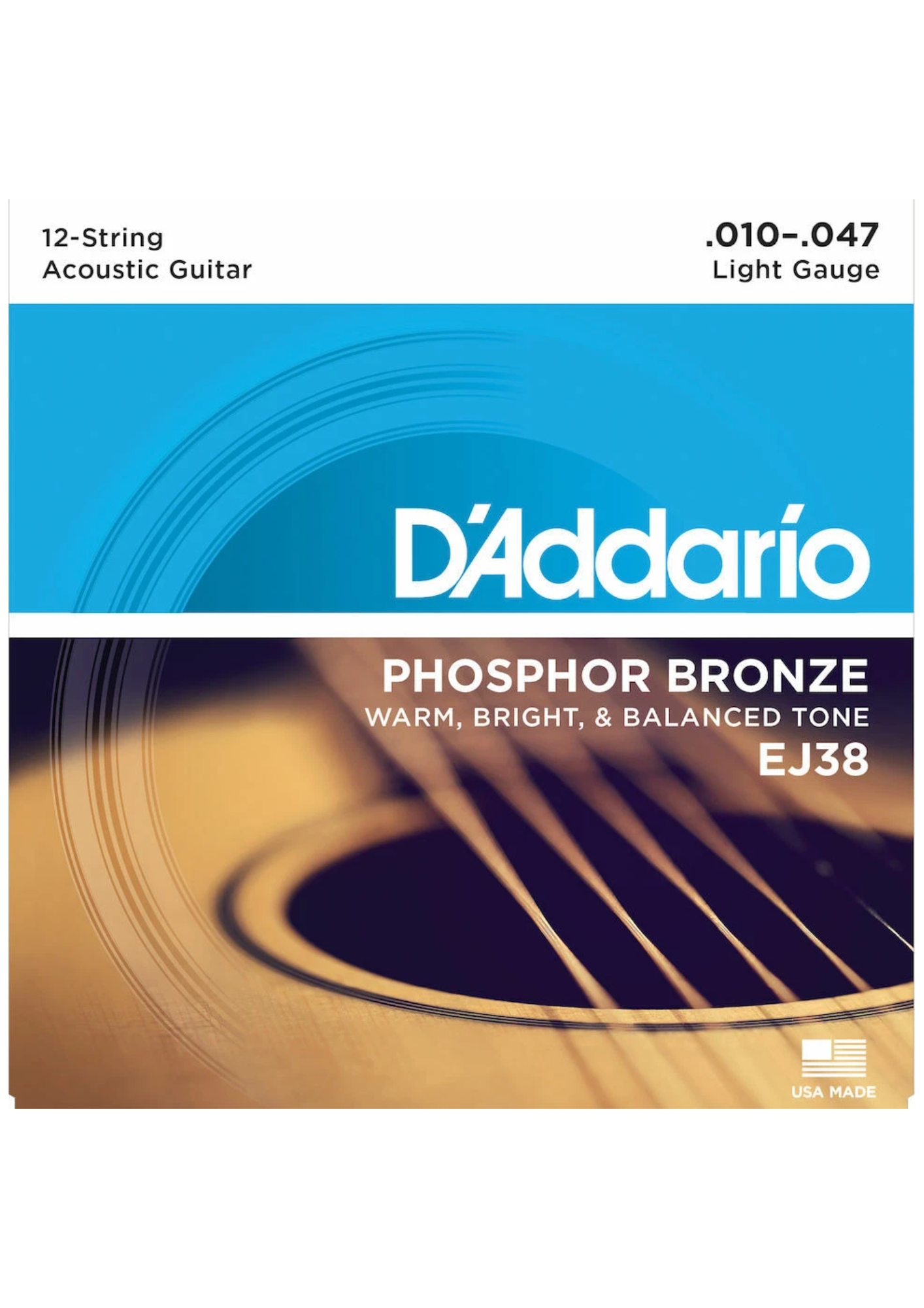 D'Addario EJ38 – Phosphor/Bronze strings for 12-string Acoustic Guitar